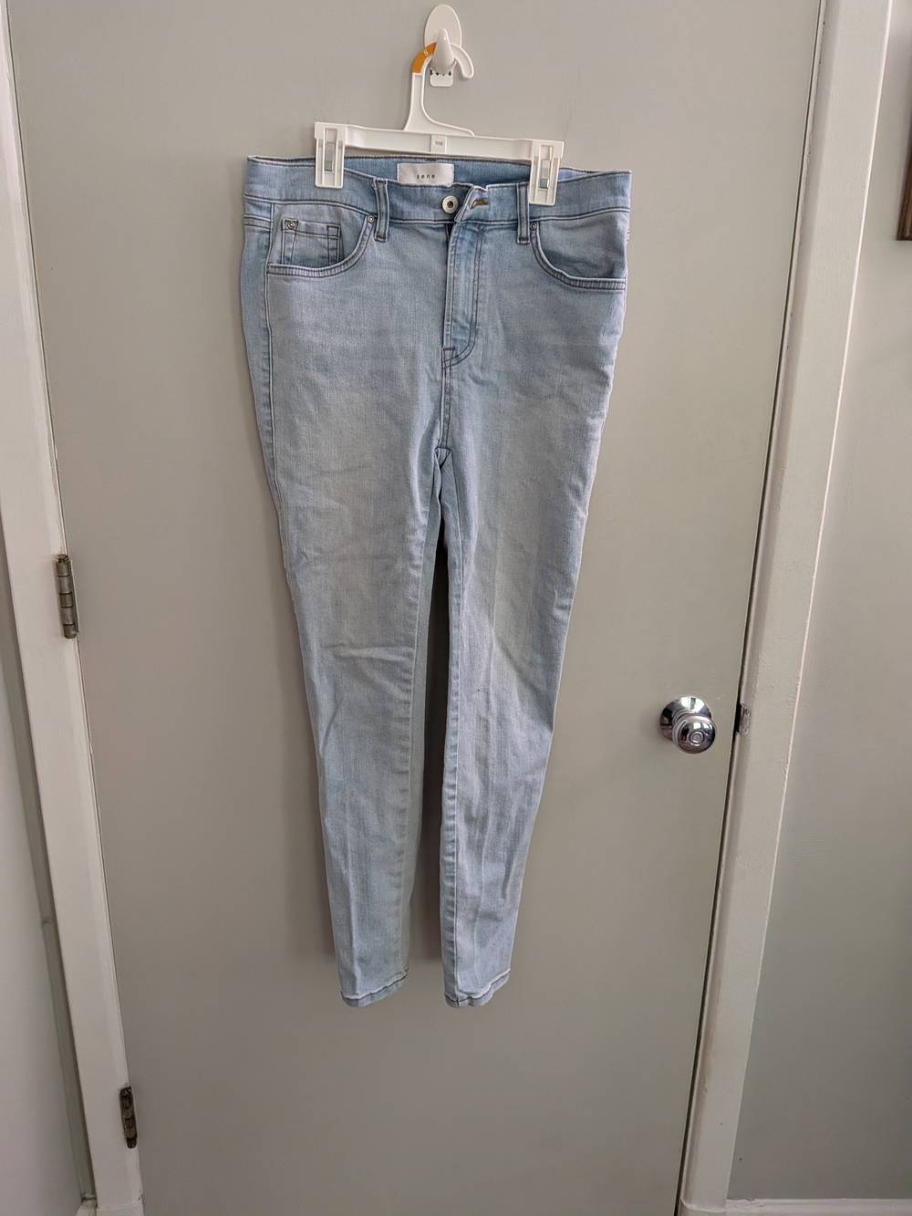 SENE Studio Custom Premium Japanese Stretch Denim Skinny Jeans Light Wash Custom